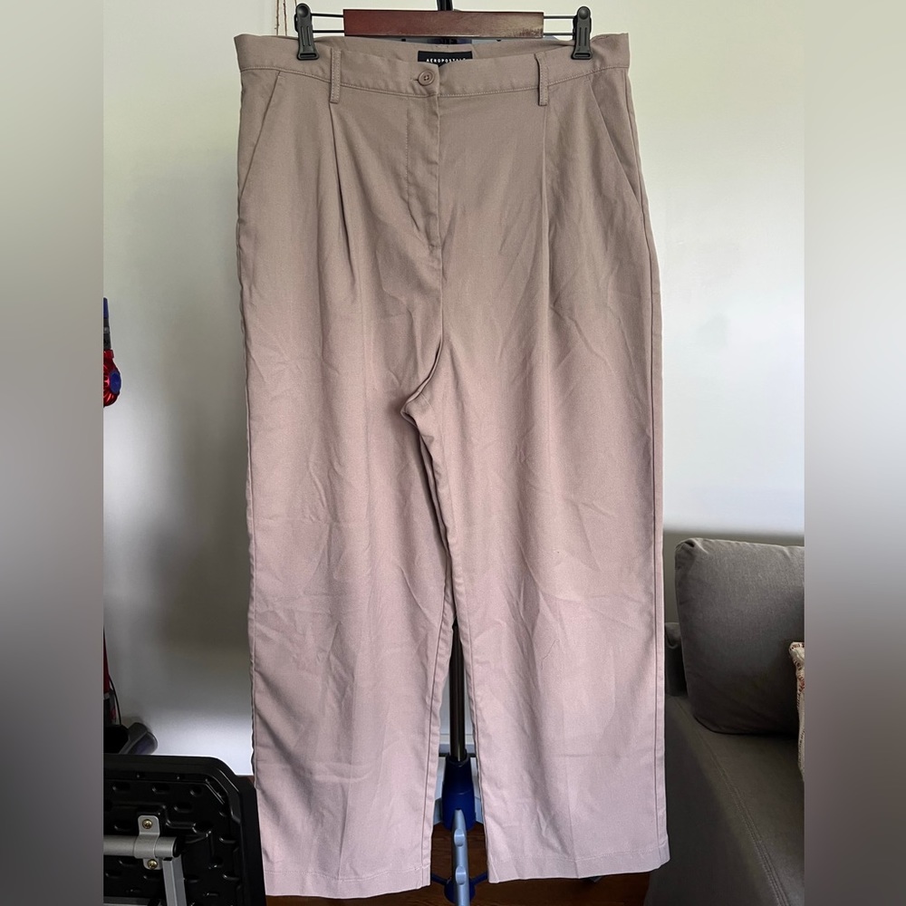 Aeropostale Light Mauve/Taupe Wide-Leg Trousers